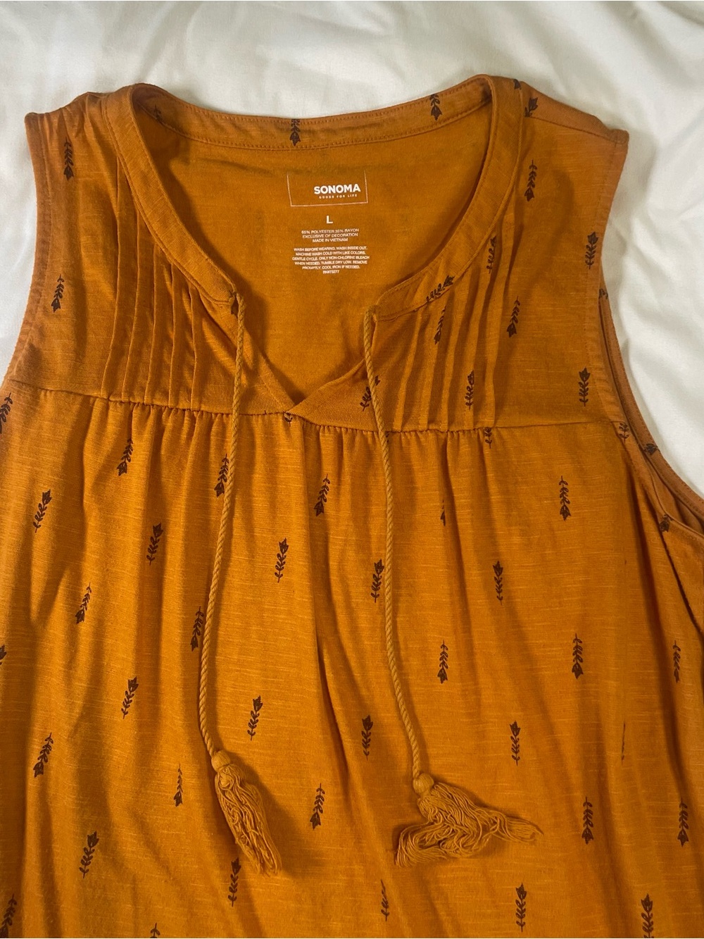 🌾 Sonoma Mustard Boho Tassel Tank | Cottagecore | Fall Earthy Vibes | Size L - Picture 4 of 8